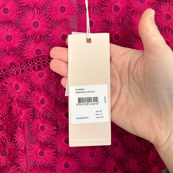 Keepsake Raspberry Mirrors Playsuit Floral Lace Sz S - Picture 4 of 6